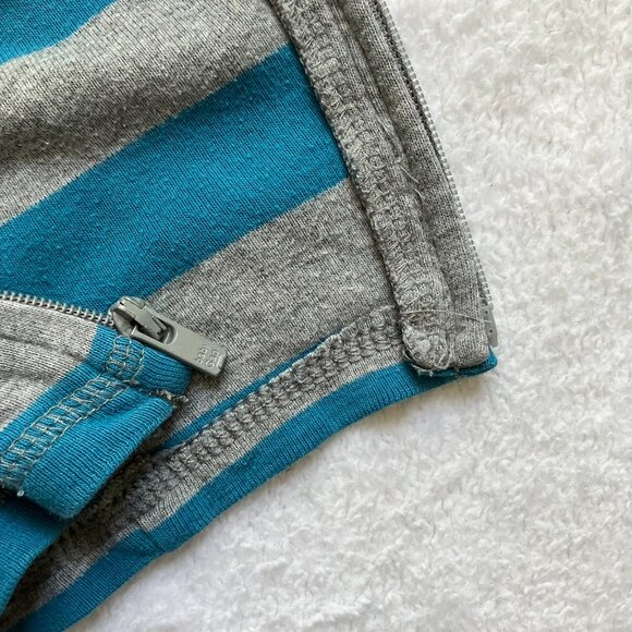 Baby GAP Romper 6-12M | Teal & Grey Striped Cotton Short Sleeve Zip-Up GUC - Picture 13 of 16